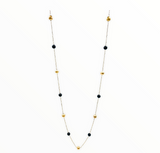 18K Gold Layered Black and Gold Ball Long Necklace.