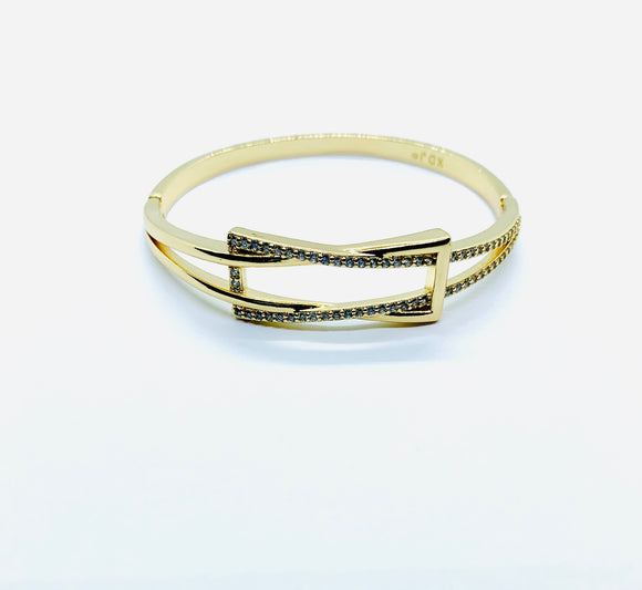 Gold Bangle with CZ