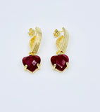 18K Gold Layered gemstone earrings (Red)