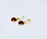 18K Gold Layered gemstone earrings (Red)