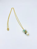18K Gold Layered Necklace (Pearl and Green).