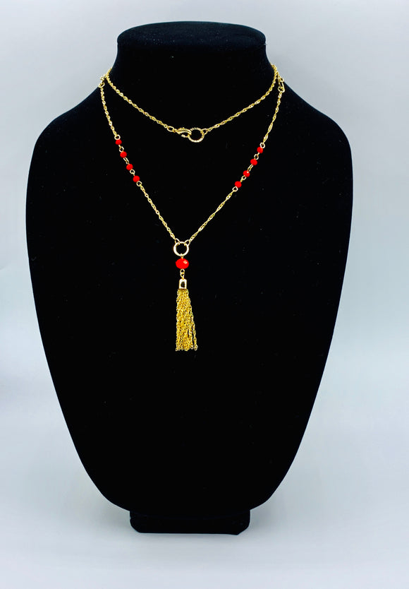 18K Gold Layered Necklace (Coral).